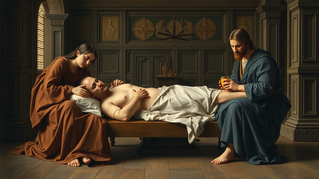 An allegorical healing scene