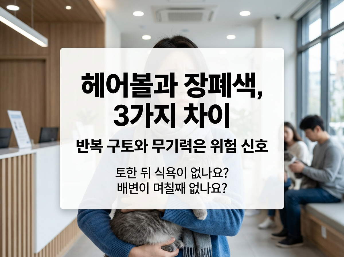 고양이 헤어볼과 장폐색 차이, 구토만 보고 넘기면 안 되는 이유