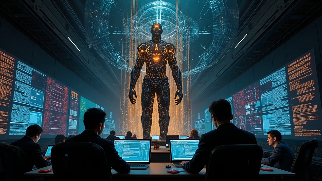 Representación visual de la inteligencia artificial Claude Mythos hackeando sistemas globales