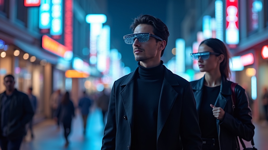 Detalle de las lentes y sensores de las gafas Ray-Ban Meta