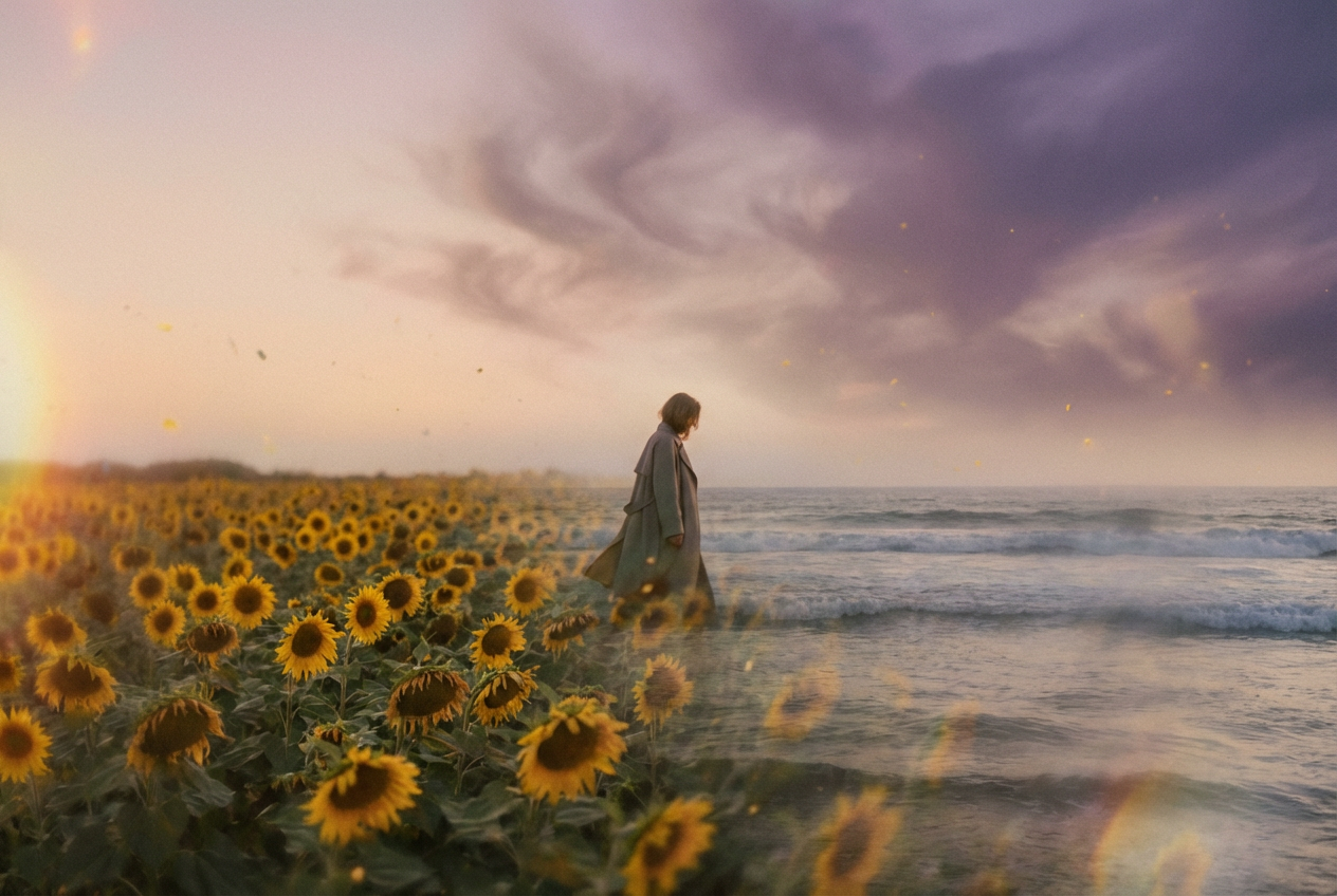 Dream pop AI-generated visual with surreal landscape