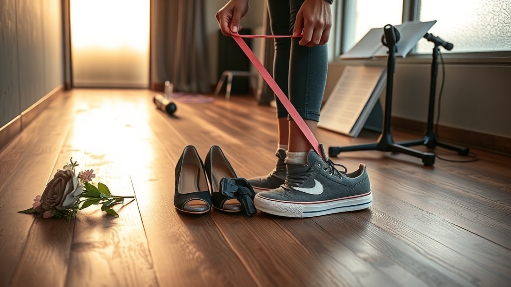 Celine preparing for stage