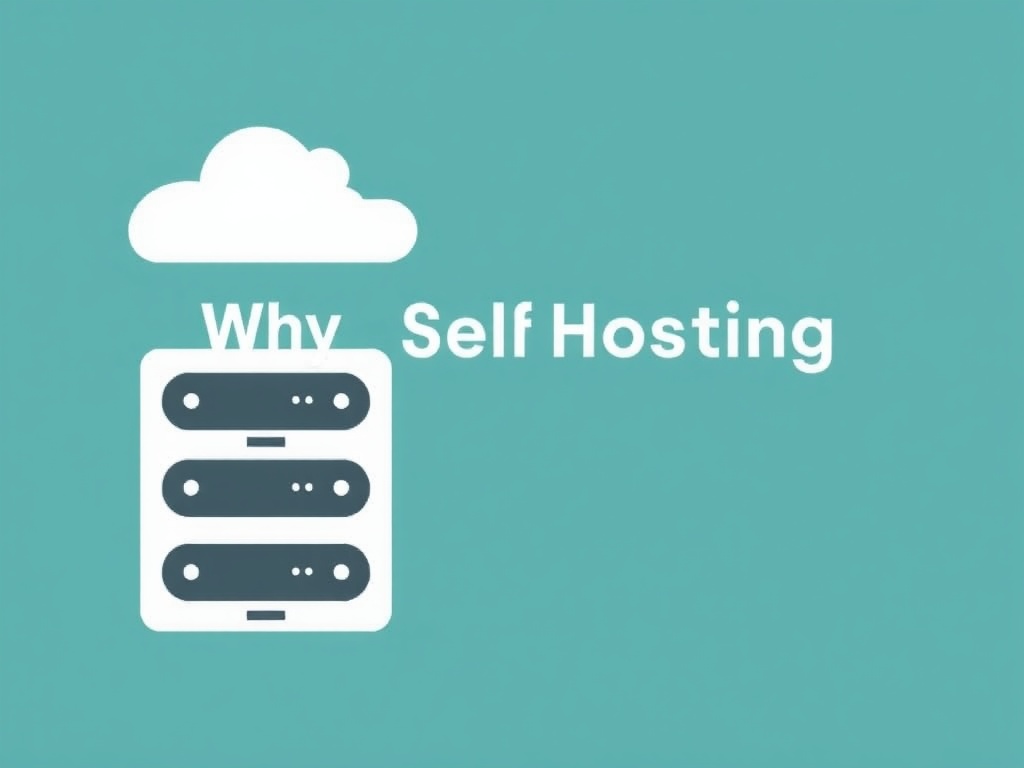 Illustration of a person managing a personal server for self-hosting benefits.