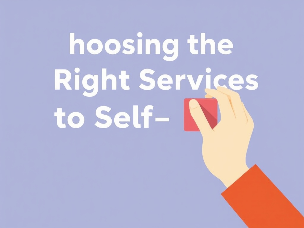 Illustration of selecting self-hosted services for website management and hosting solutions.