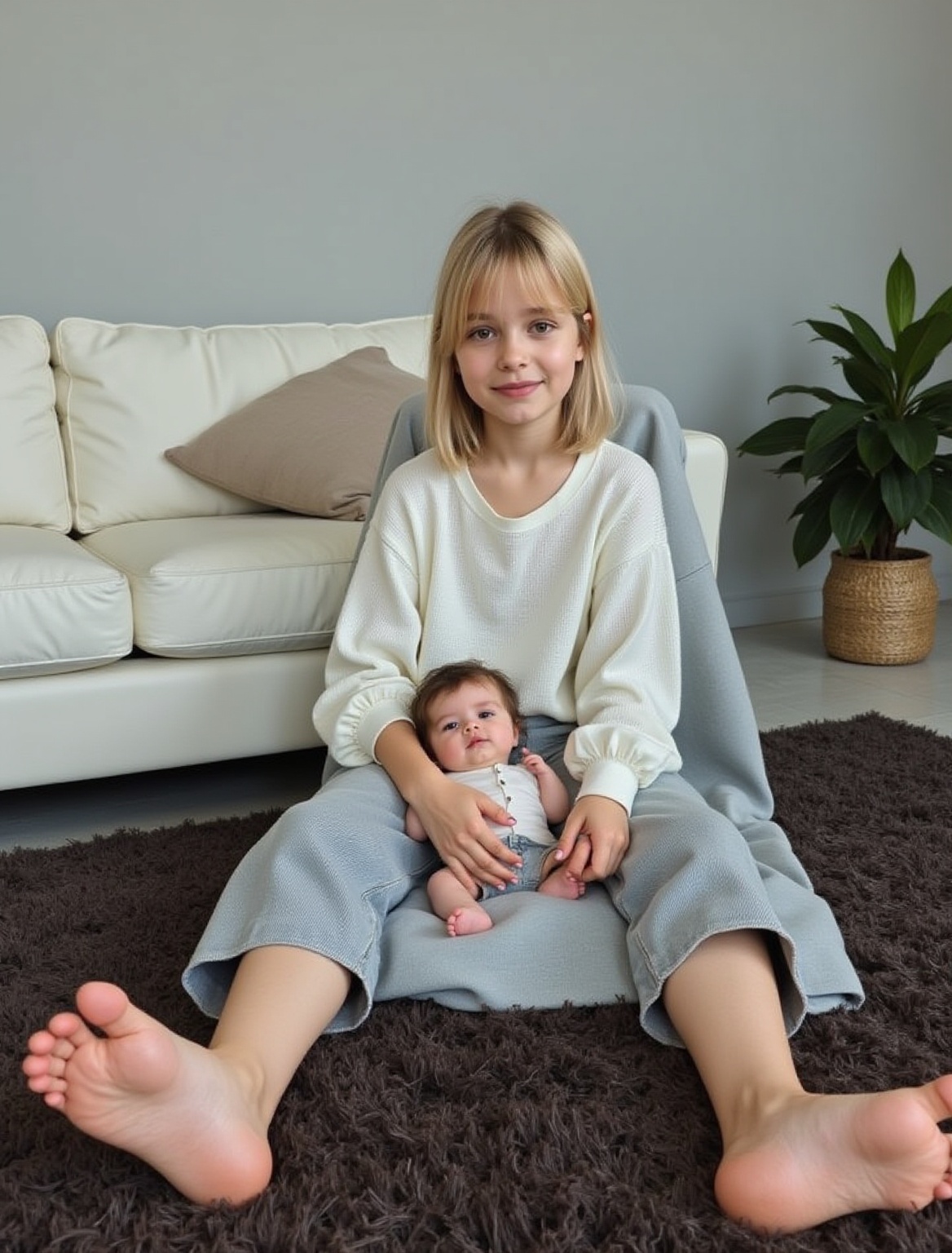 das-kind-soll-auf-einer-weissen-sofa-sitzen-eboy9z9fzs