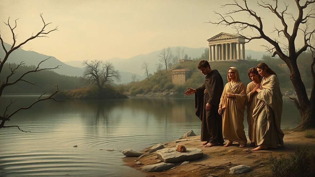 A contemplative shore scene