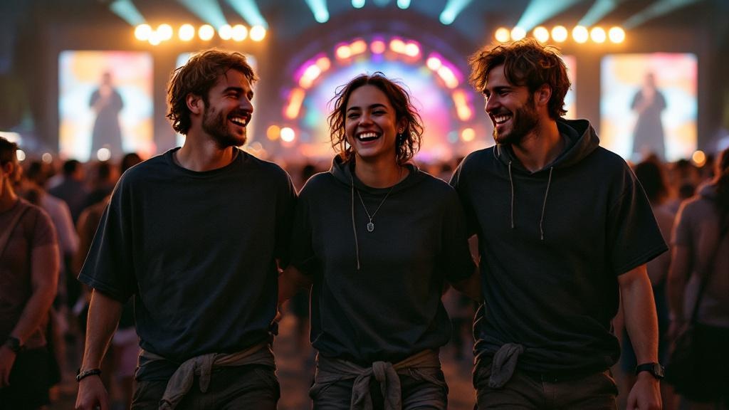 Group wearing rave streetwear at EDC festival at night