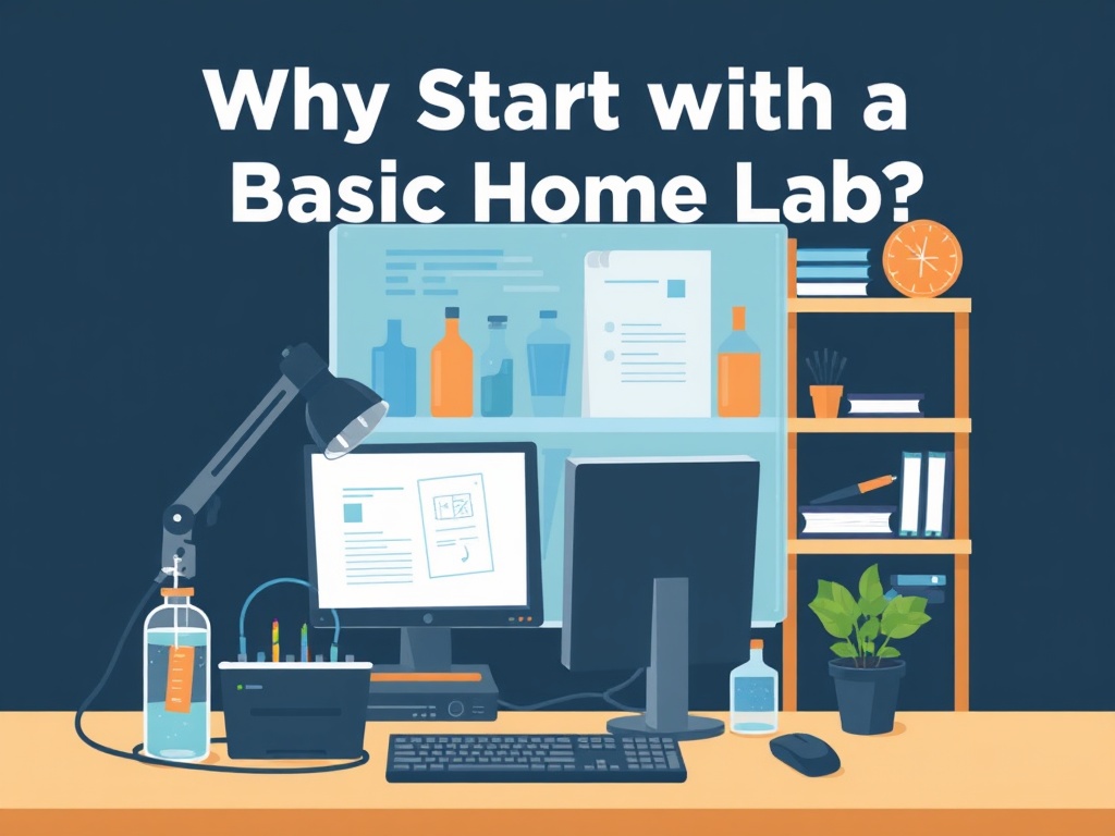 Illustration of a beginner's home server setup for self-hosting and home lab experimentation