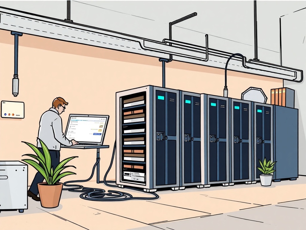 Illustration of a person setting up a personal server for self-hosting websites and services