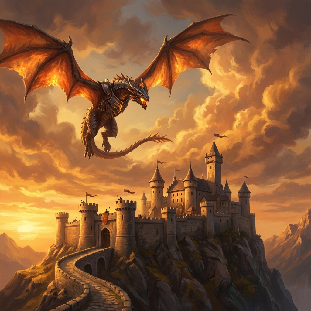 Fantasy dragon digital art generated free with AI image generator no sign up