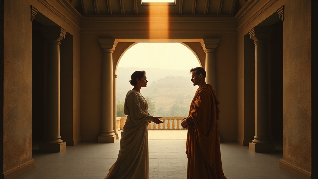 A serene, intimate covenant scene evoking the biblical idea of marriage