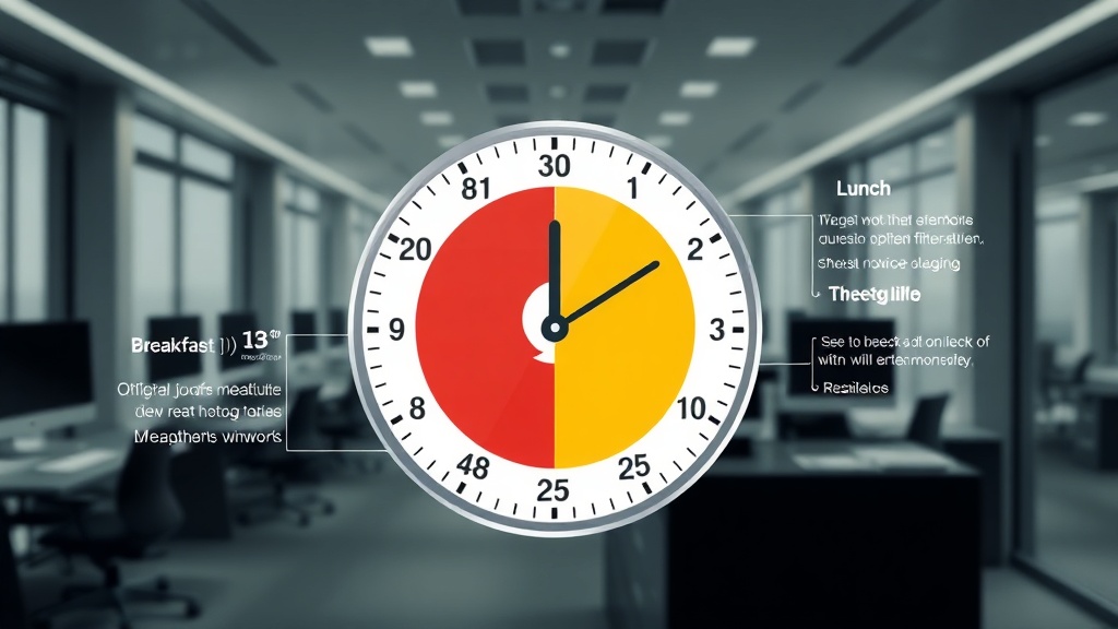 24‑hour clock highlighting optimal meal windows for a professional office setting