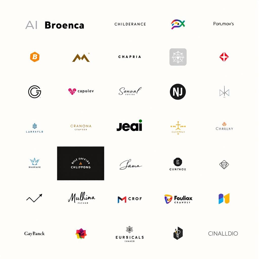 AI-generated logo designs with perfect typography showcasing text-in-image capabilities