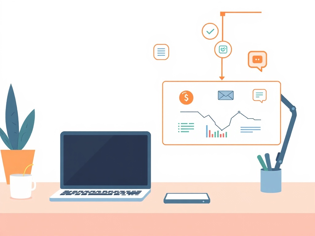 Illustration of workflow automation using Zapier for AI tools integration and productivity.