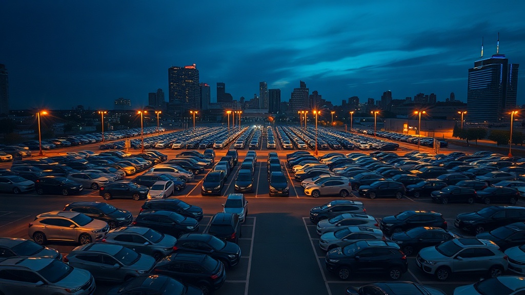 Frota de carros organizada em estacionamento nos EUA — renda extra carro