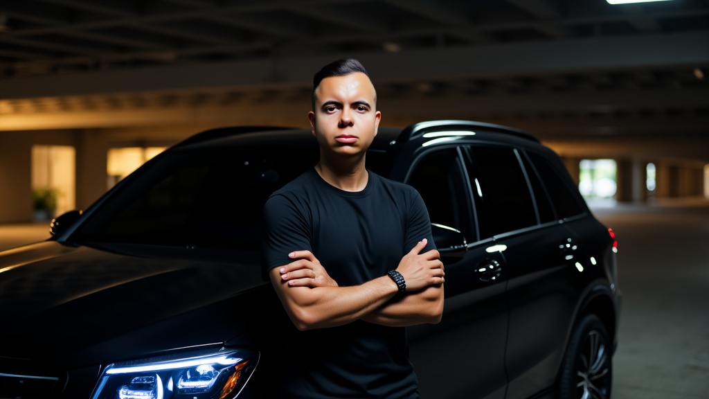 Felipe Miranda ao lado de carro no modelo de renda extra com carro nos EUA
