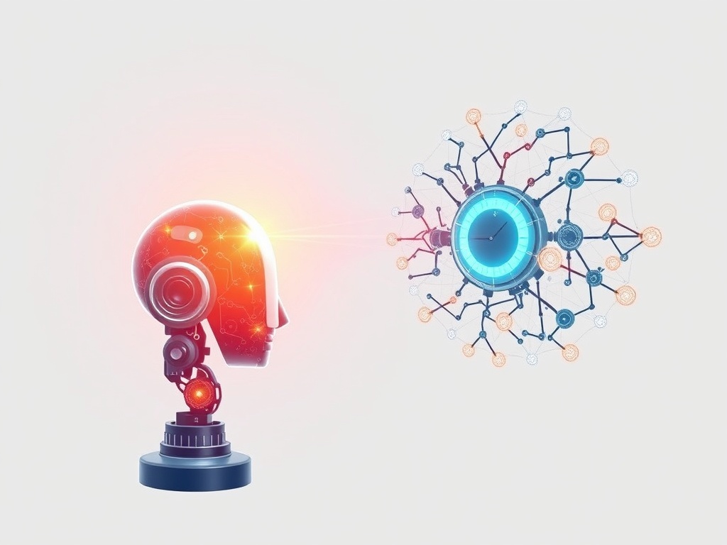 Illustration of AI tools enhancing productivity and innovation in modern technology and business sectors.