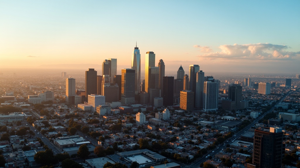 Los Angeles Downtown skyline at golden hour representing the LA startup ecosystem