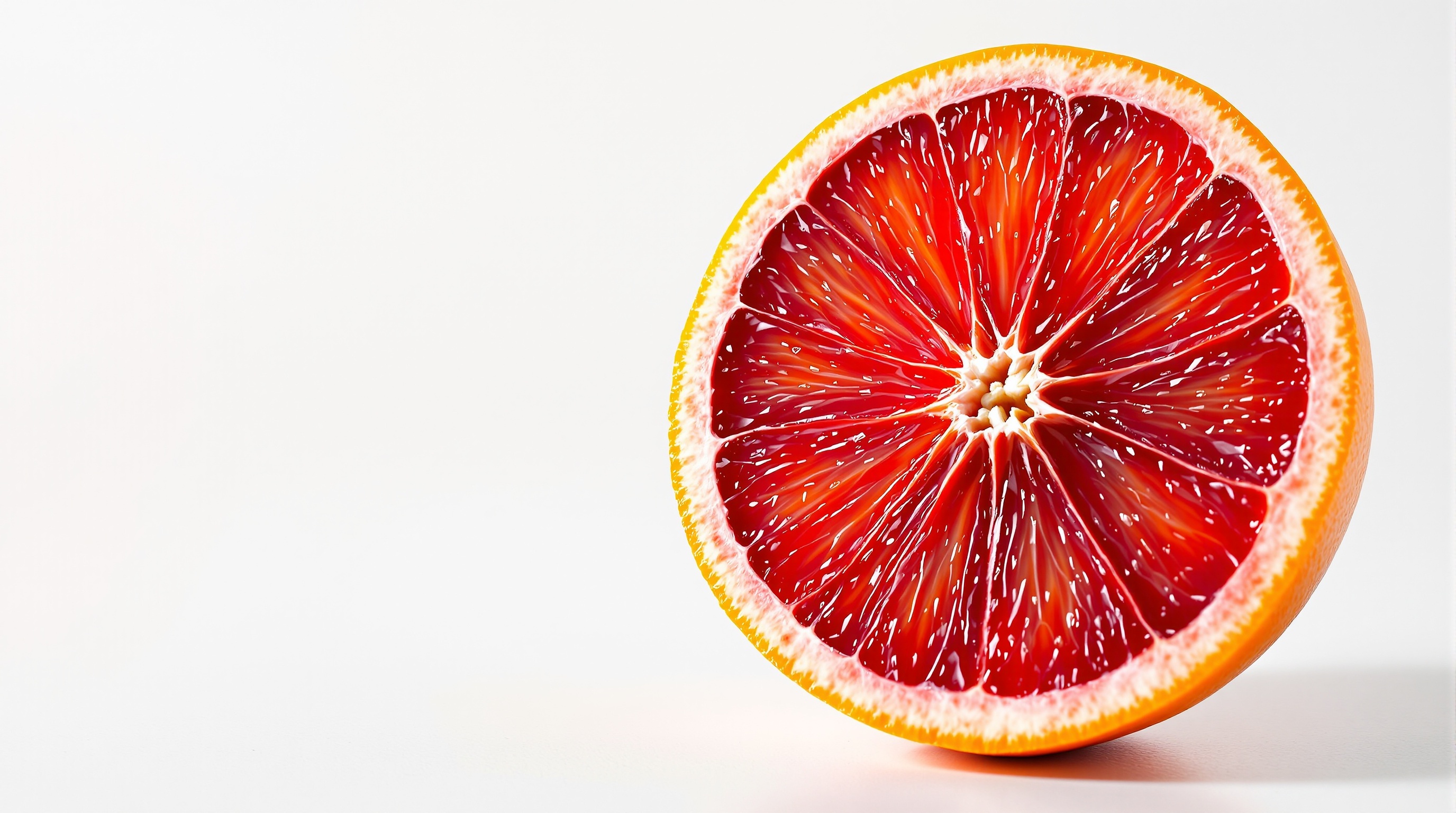 모로 혈귤의 선명한 붉은 단면 접사 이미지