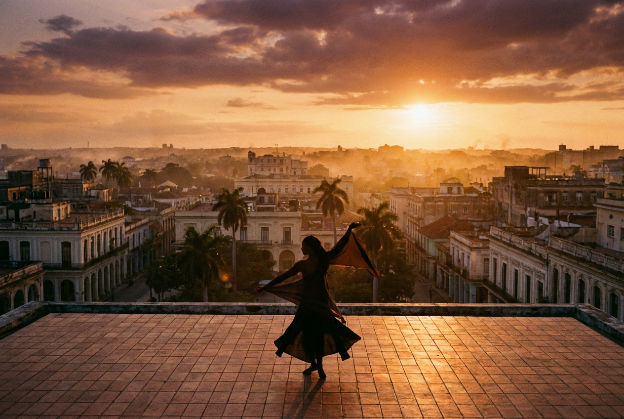 alt text: AI-generated widescreen Latin music video for YouTube