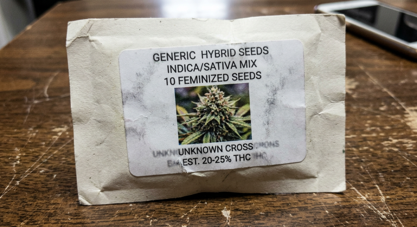 Example of a suspicious seed packet with multiple red flags visible