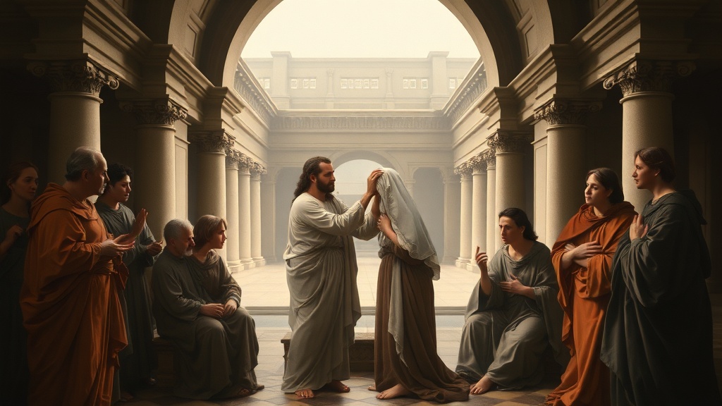 Allegorical scene of release and revelation