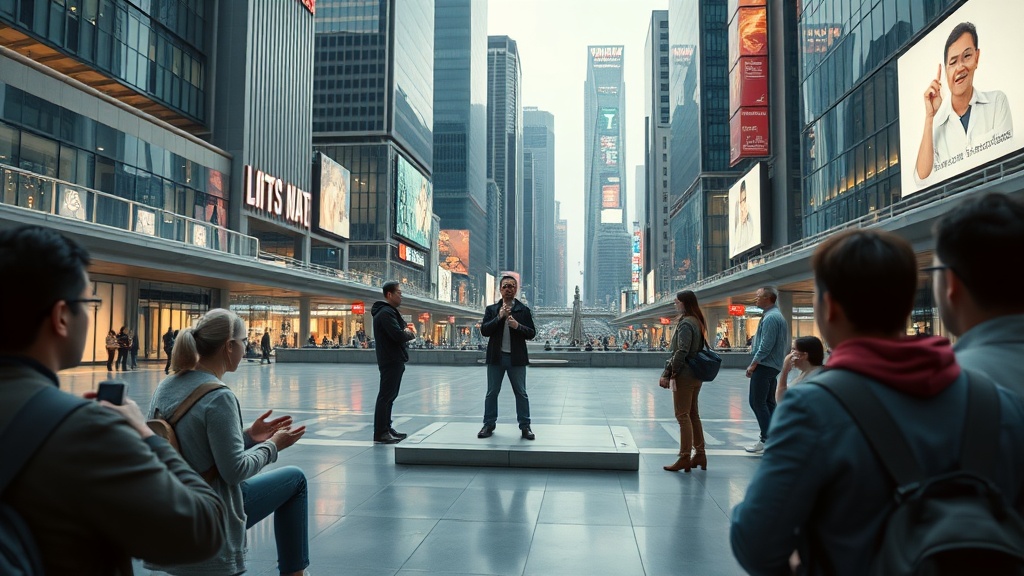 Urban scene of public conversation