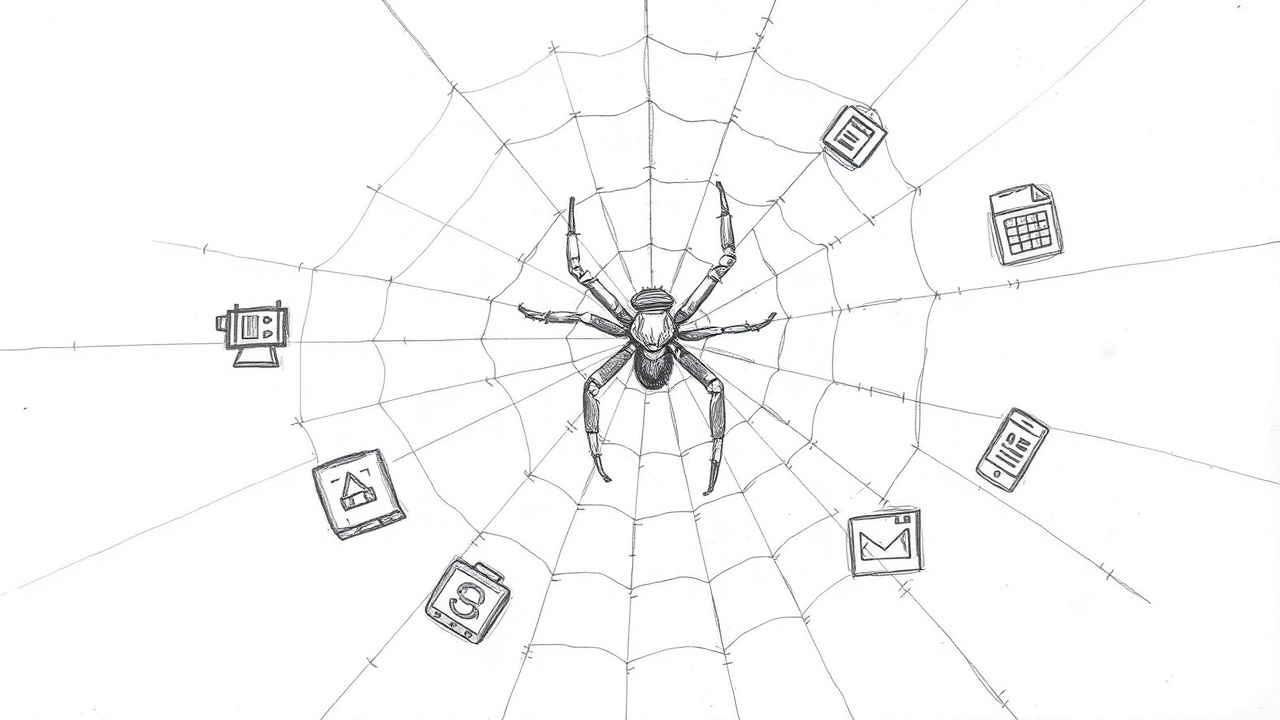 паутина, соединяющая иконки сайтов