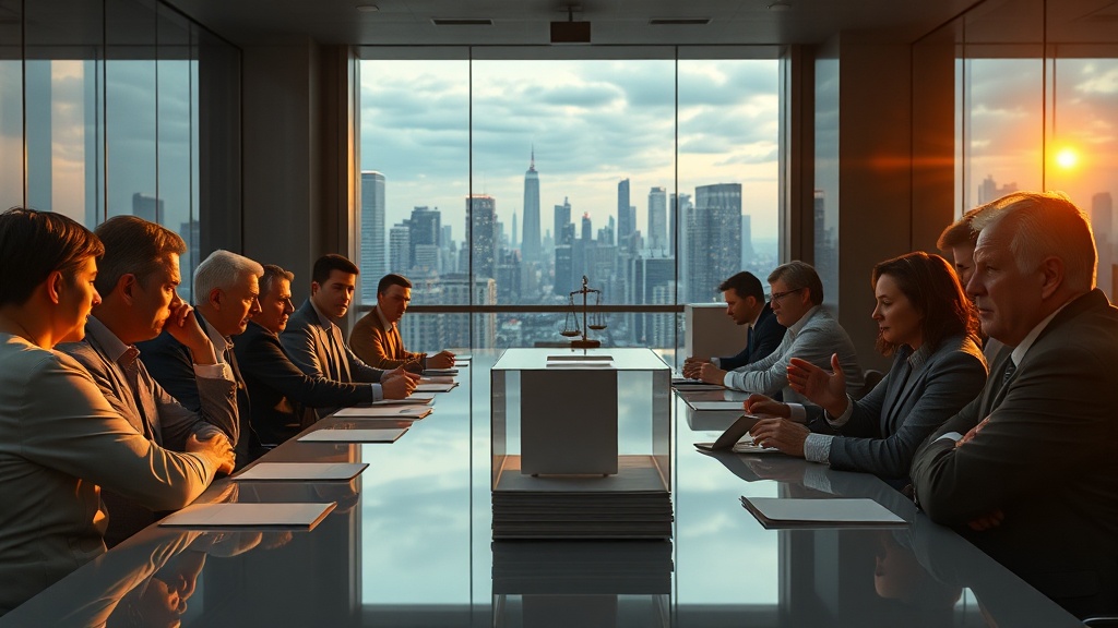 A tense procedural moment in a conference room