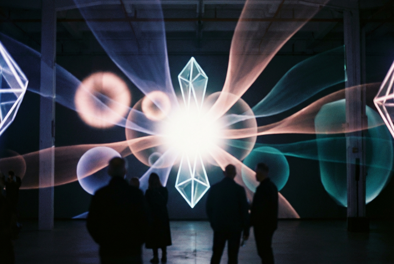alt text: Abstract audio-reactive visualizer for indie post-rock music