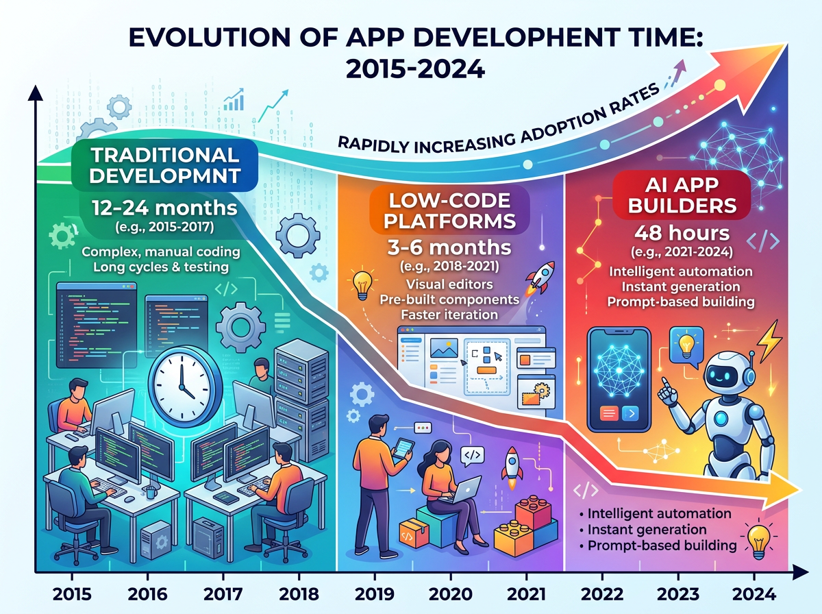 Evolution of app development speed with AI builders
