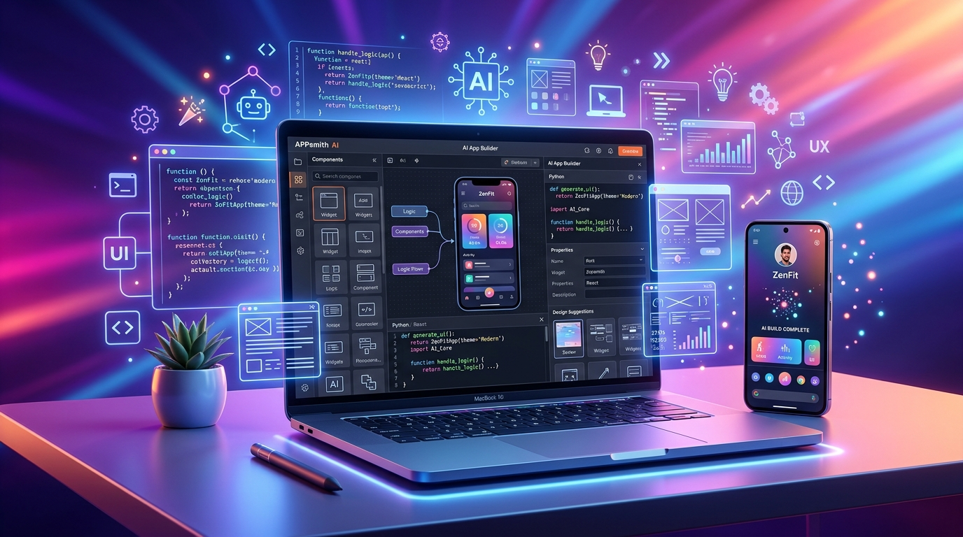 AI app builder creating applications from text descriptions