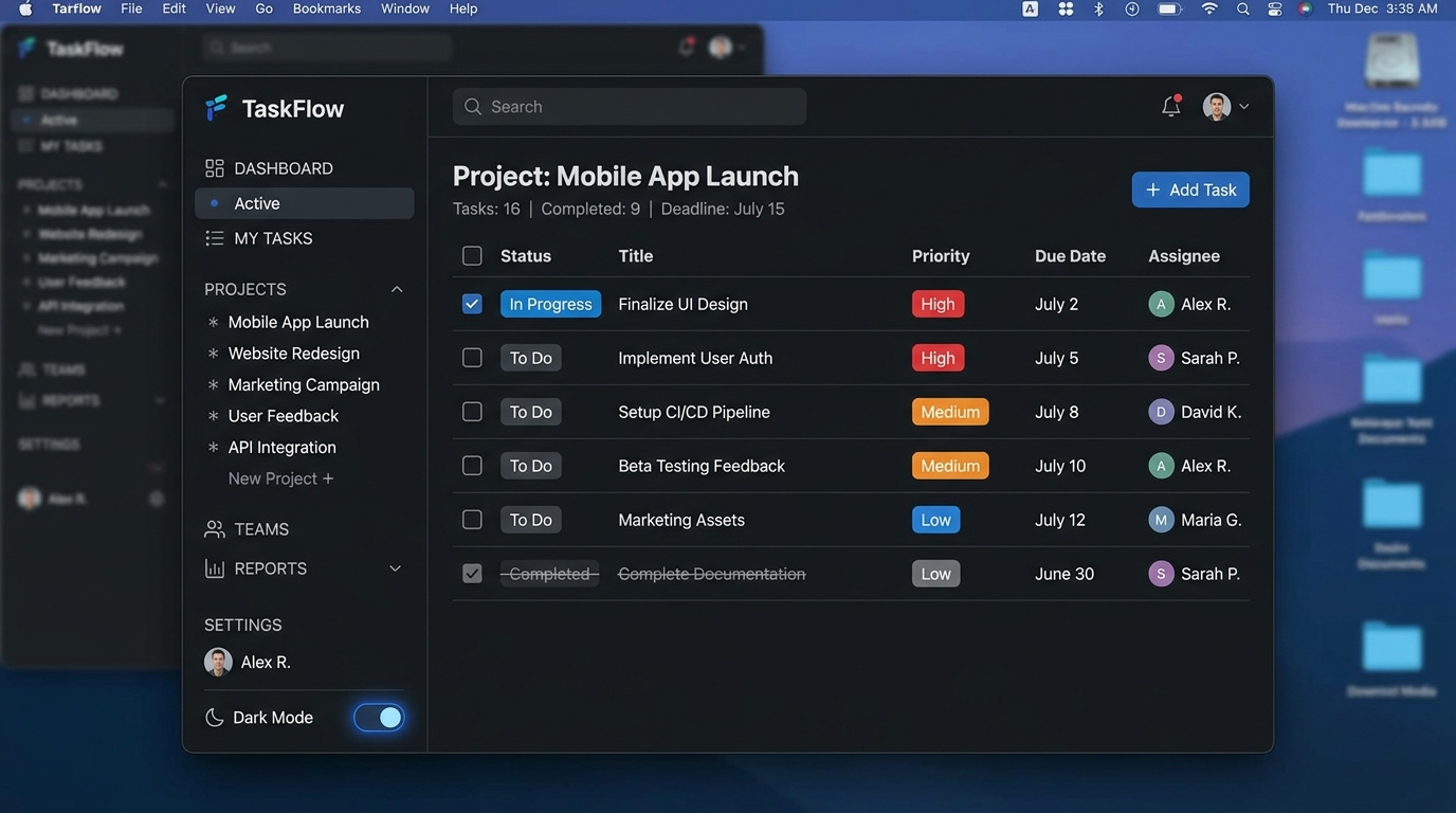 Example task management app built with AI app builder