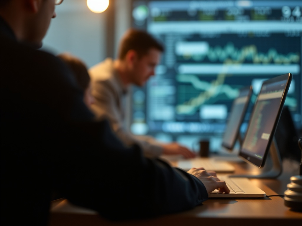 Illustration of AI tools for developers and data scientists in a tech workspace