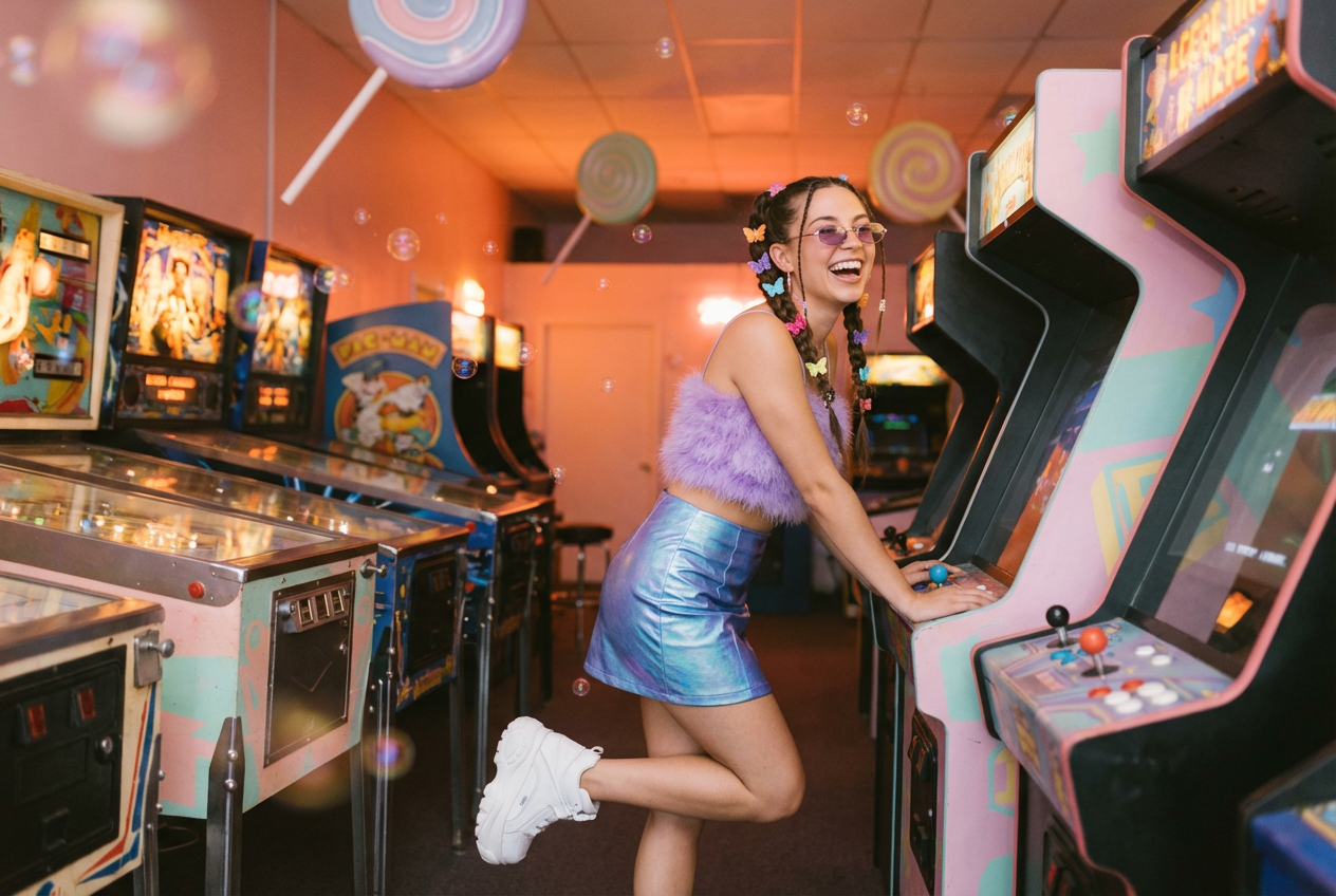 Retro Y2K-inspired K-Pop concept visual