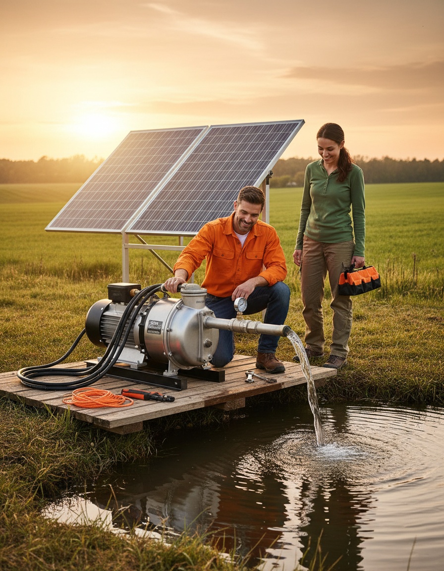 Innovadora bomba solar de superficie de 280W: una solución sostenible para el riego en zonas rurales
