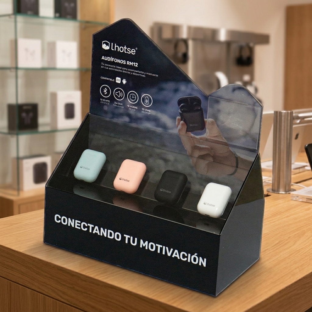 Mueble Exhibidor Audifonos Lhotse RM12 en punto de venta