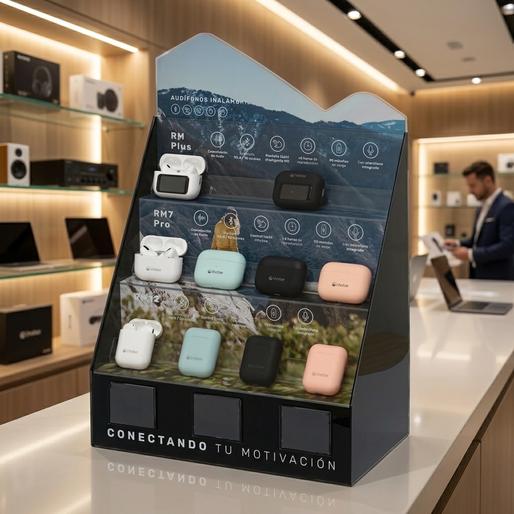 Mueble Exhibidor Triple Lhotse en punto de venta