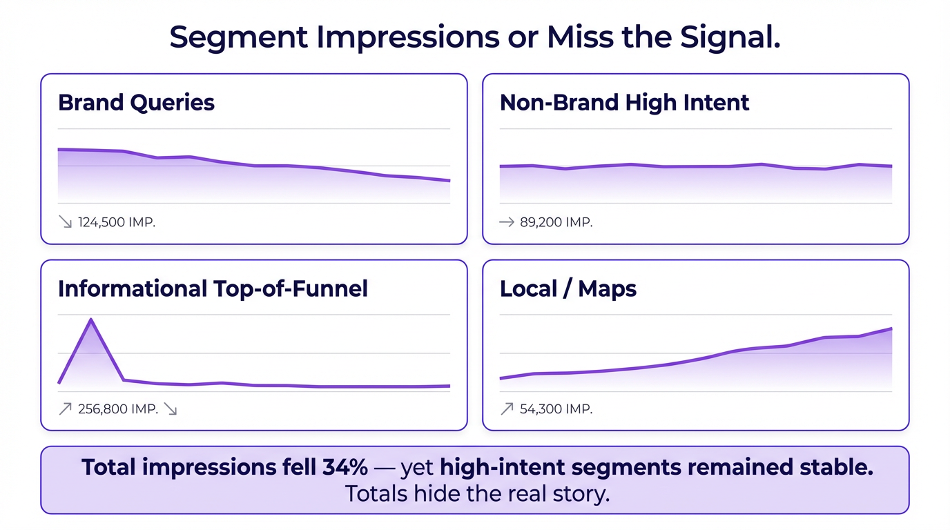 Segmented impressions dashboard showing why total inflated impression counts mislead