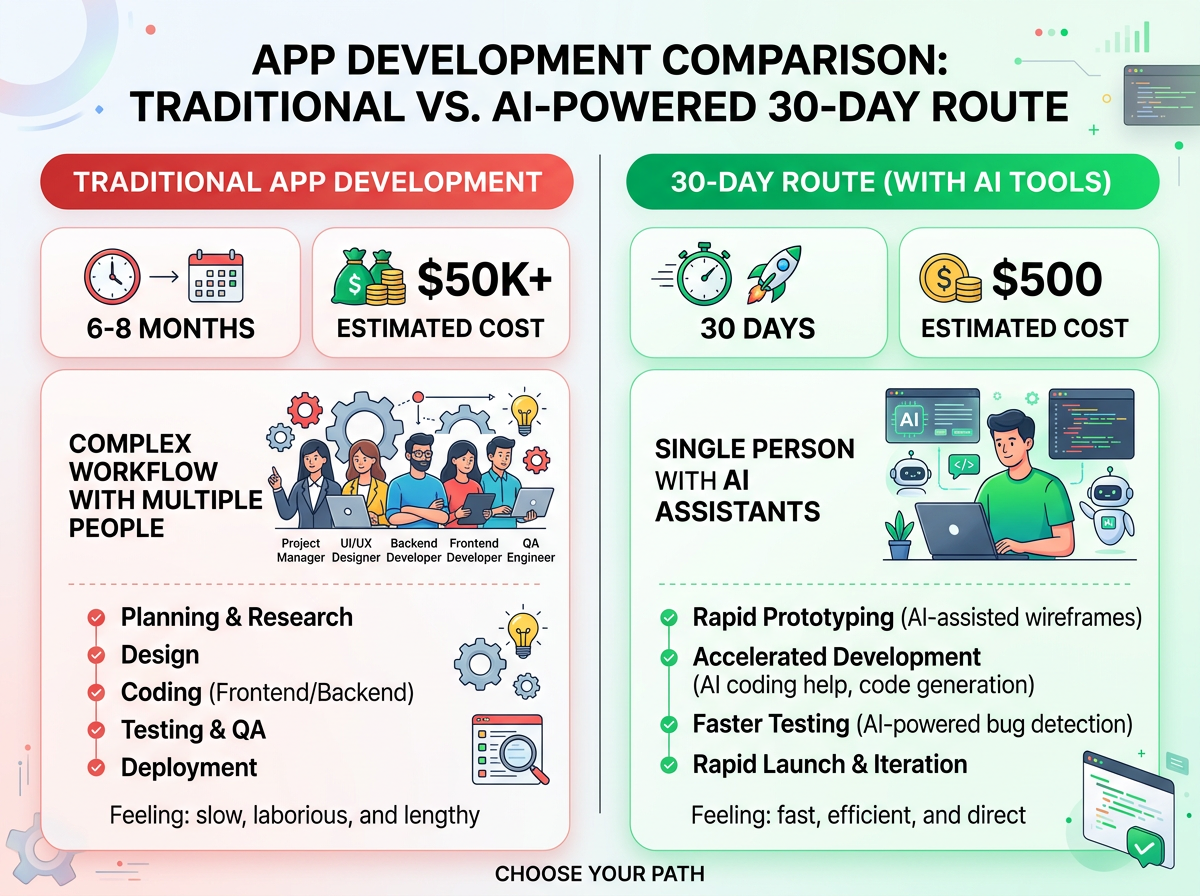 Traditional vs modern app development timeline and cost comparison
