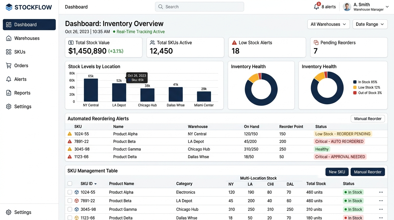 No-code inventory management system with real-time tracking