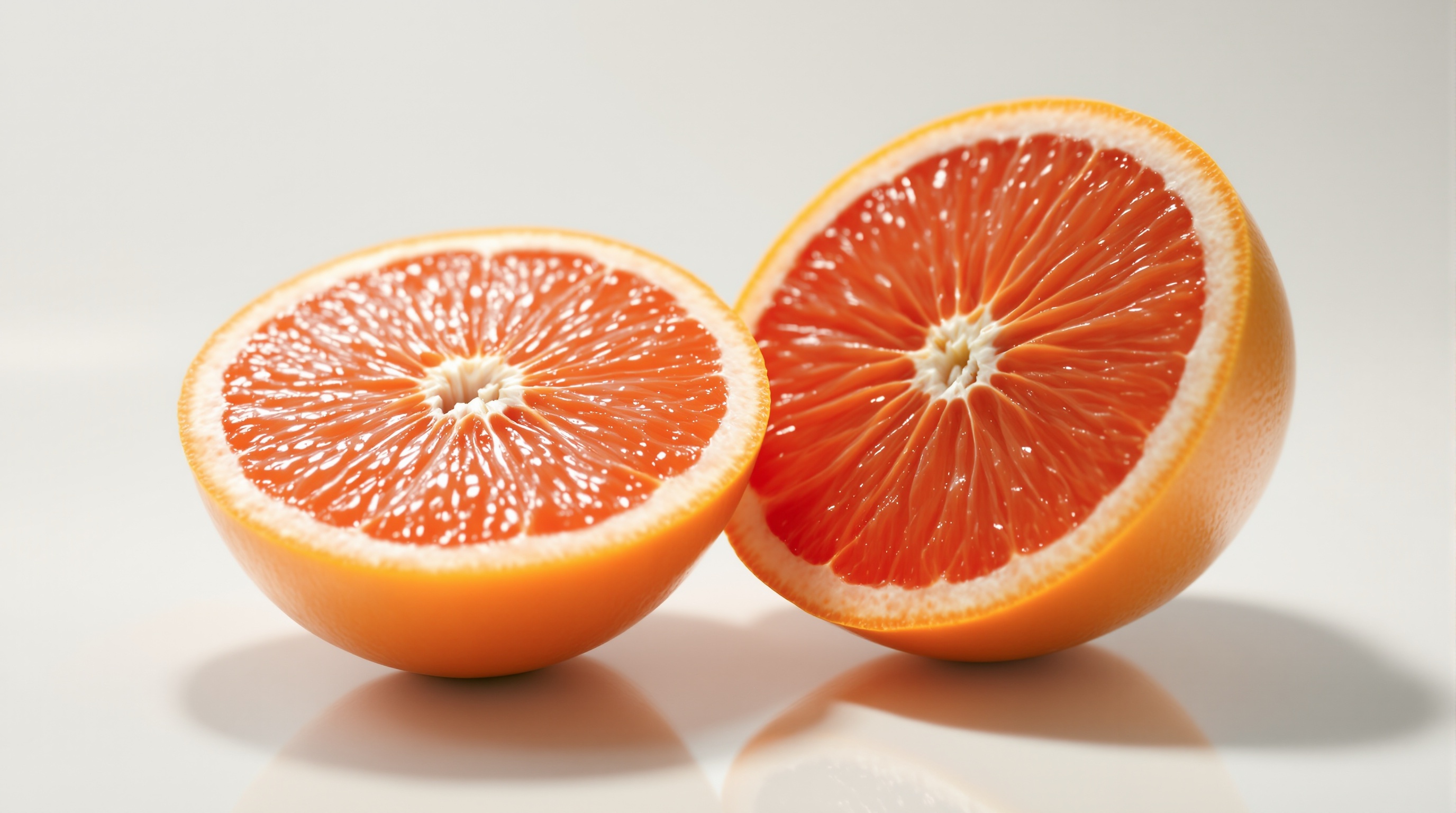 글루타티온이 풍부한 신선한 자몽, 반으로 잘린 단면이 보이는 이미지