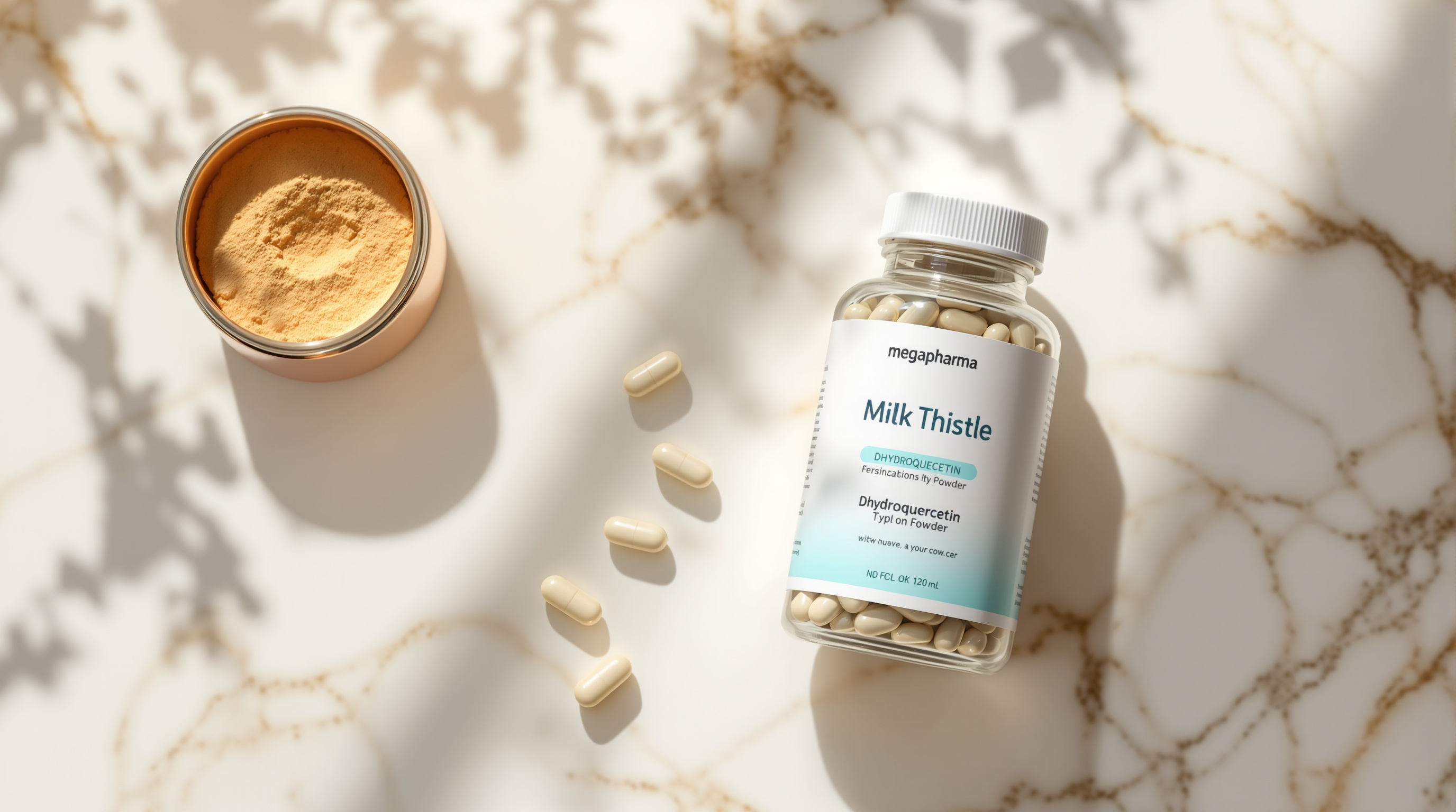 메가파마 밀크씨슬 건강기능식품 캡슐과 데두레시틴, 올바른 섭취법 강조