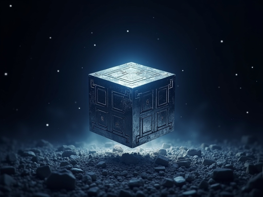 a-solitary-metallic-cube-hovers-ethereally-at-the-ngizeazh8m