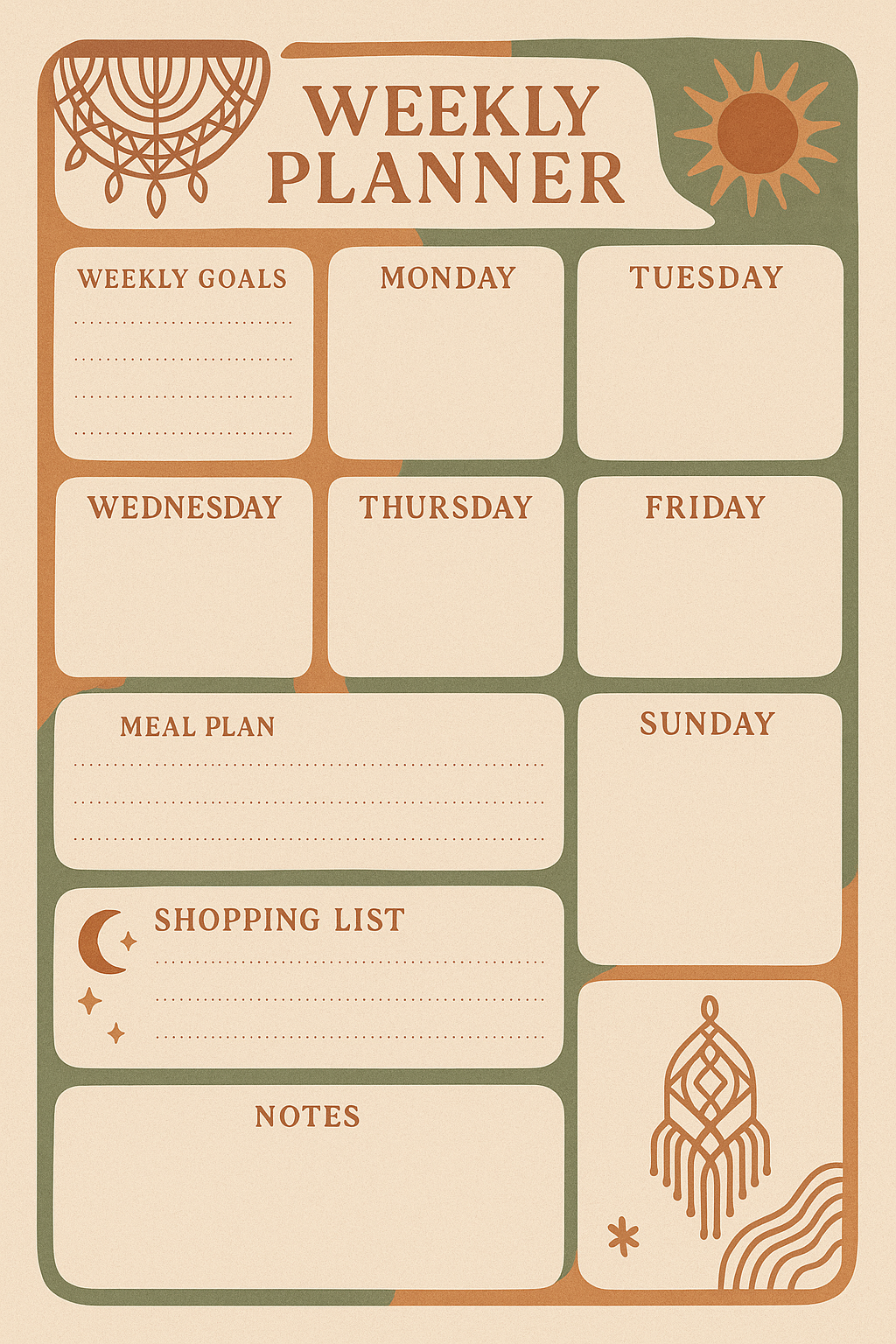 Weekly Planner Boho