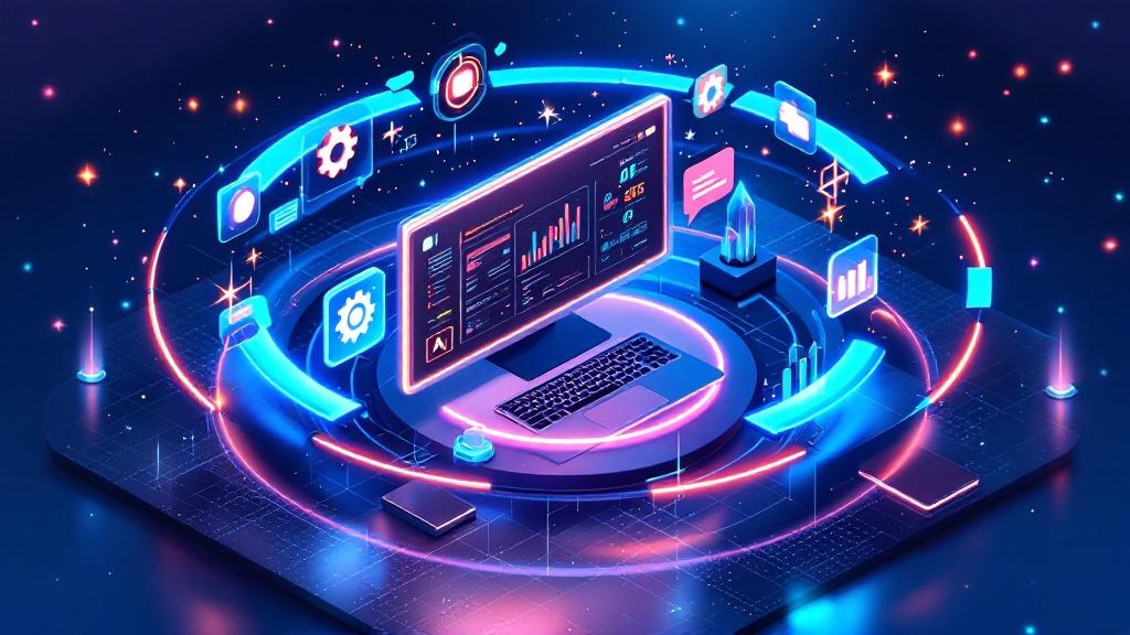 Illustration of various free AI tools icons on a digital interface for AI technology enthusiasts