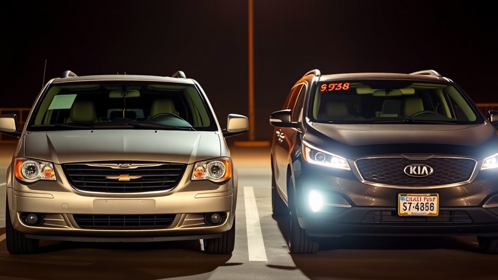 Comparação entre dois carros turo — Town & Country 2013 e Kia Sedona 2018