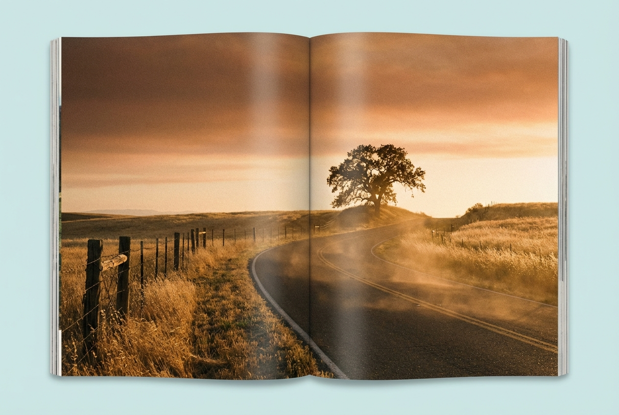 Golden hour country road template