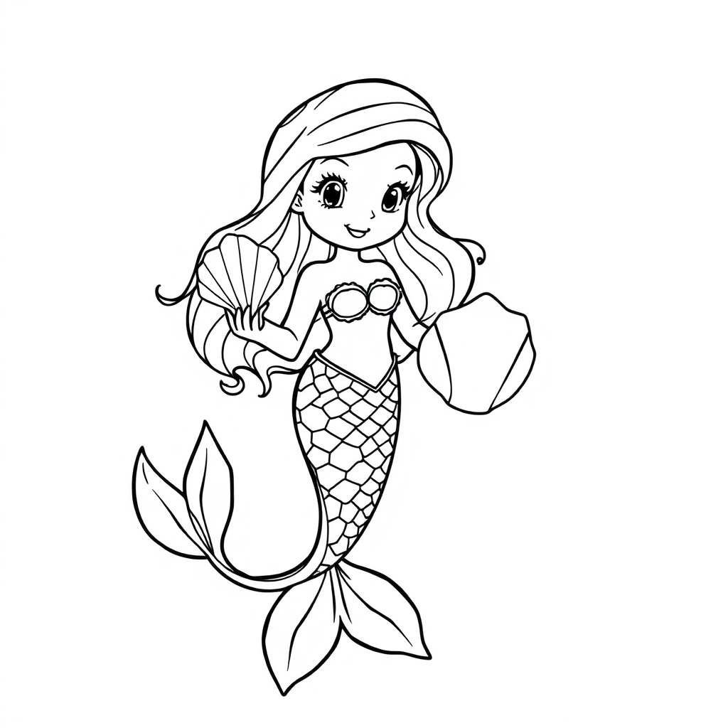 mermaid coloring page 7