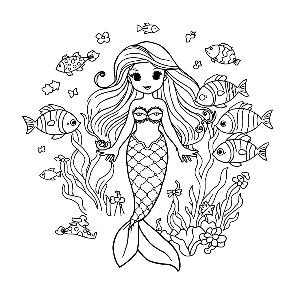 mermaid coloring page 6